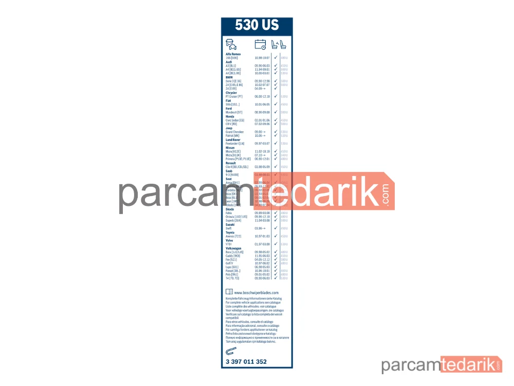 BOSCH 3397011352 | Silecek Süpürgesi (530 mm) — VW Fox