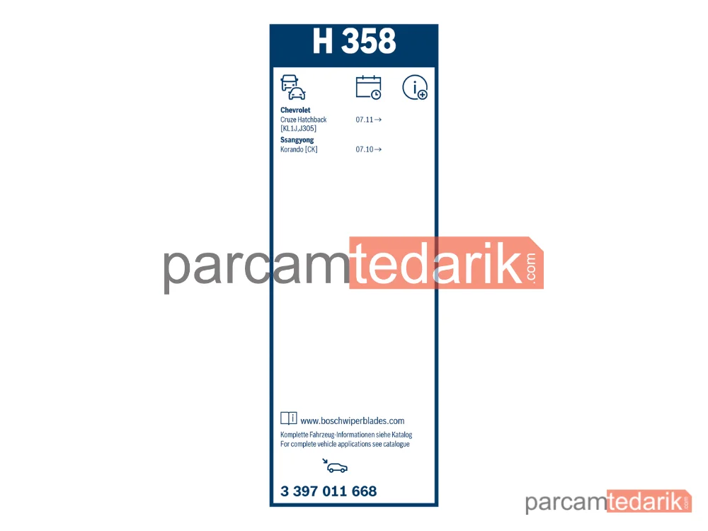 BOSCH 3397011668 | Silecek Süpürgesi (350 mm) — Chevrolet Cruze, SsangYong Korando