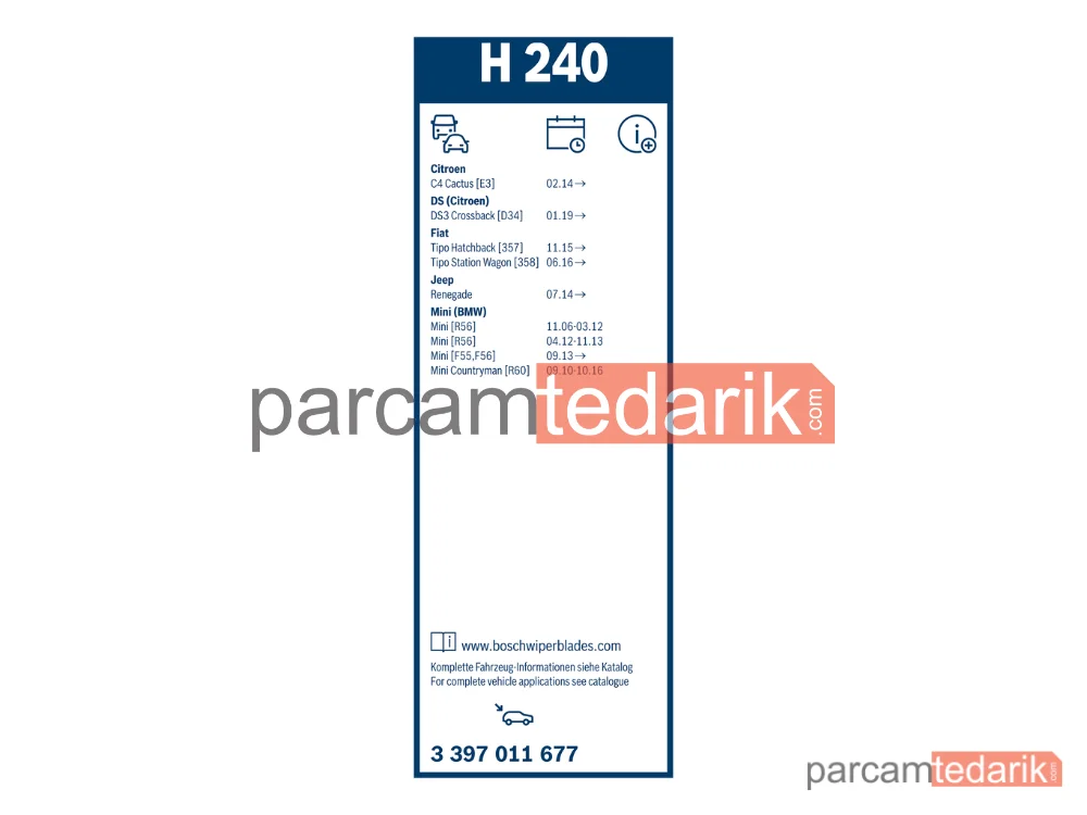BOSCH 3397011677 | Silecek Süpürgesi (240 mm) — Mini, Mini Countryman, Jeep Renegade Suv