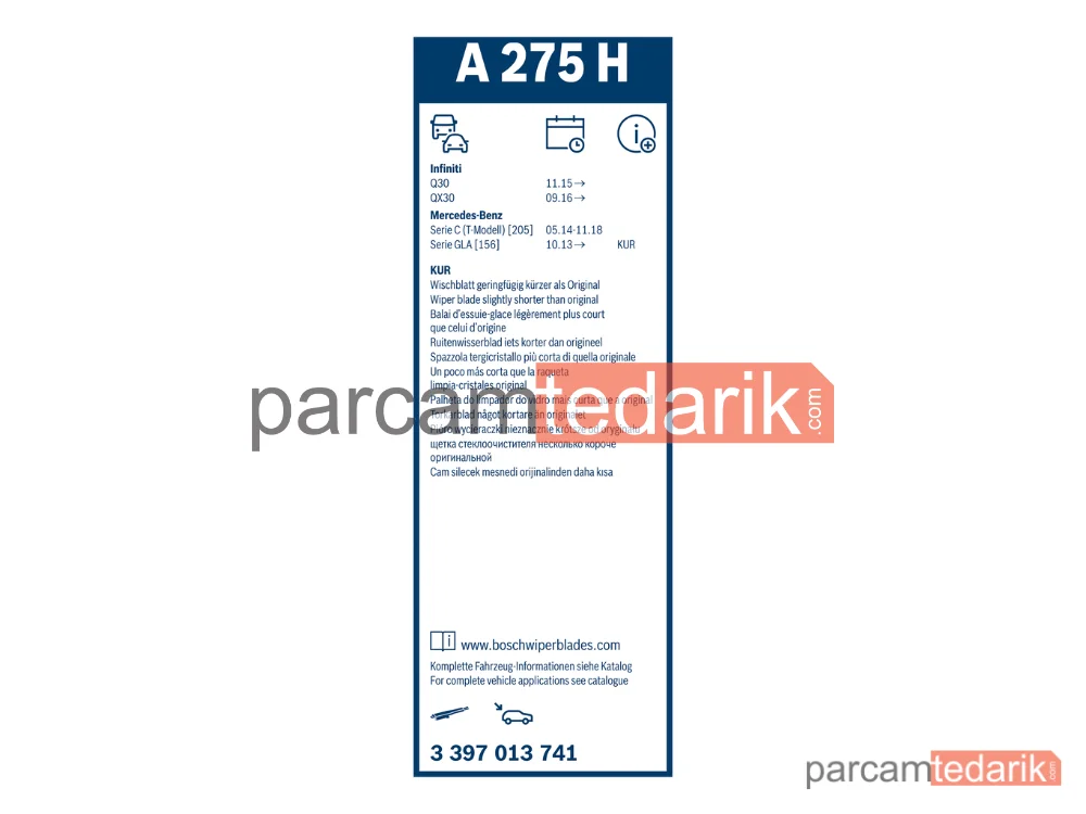 BOSCH 3397013741 | Silecek Süpürgesi — Mercedes-Benz C-Serisi T-Model, Mercedes-Benz Cla Shooting Brake
