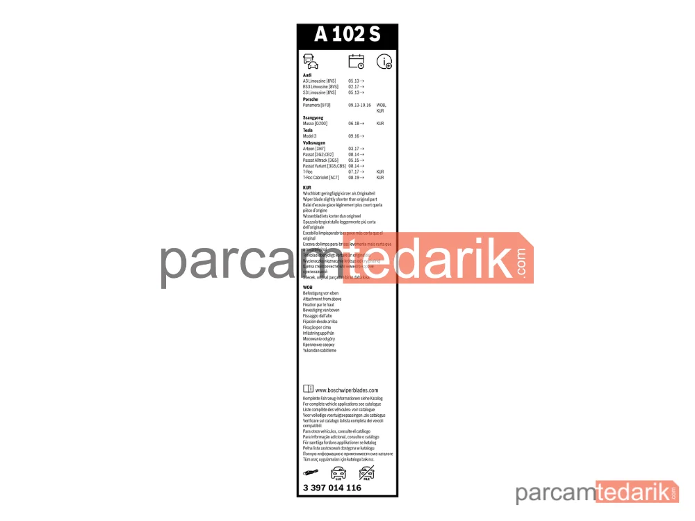 BOSCH 3397014116 | Silecek Süpürgesi (475 mm) — Audi A3 Limousine, VW Passat B8, VW Passat B8 Variant