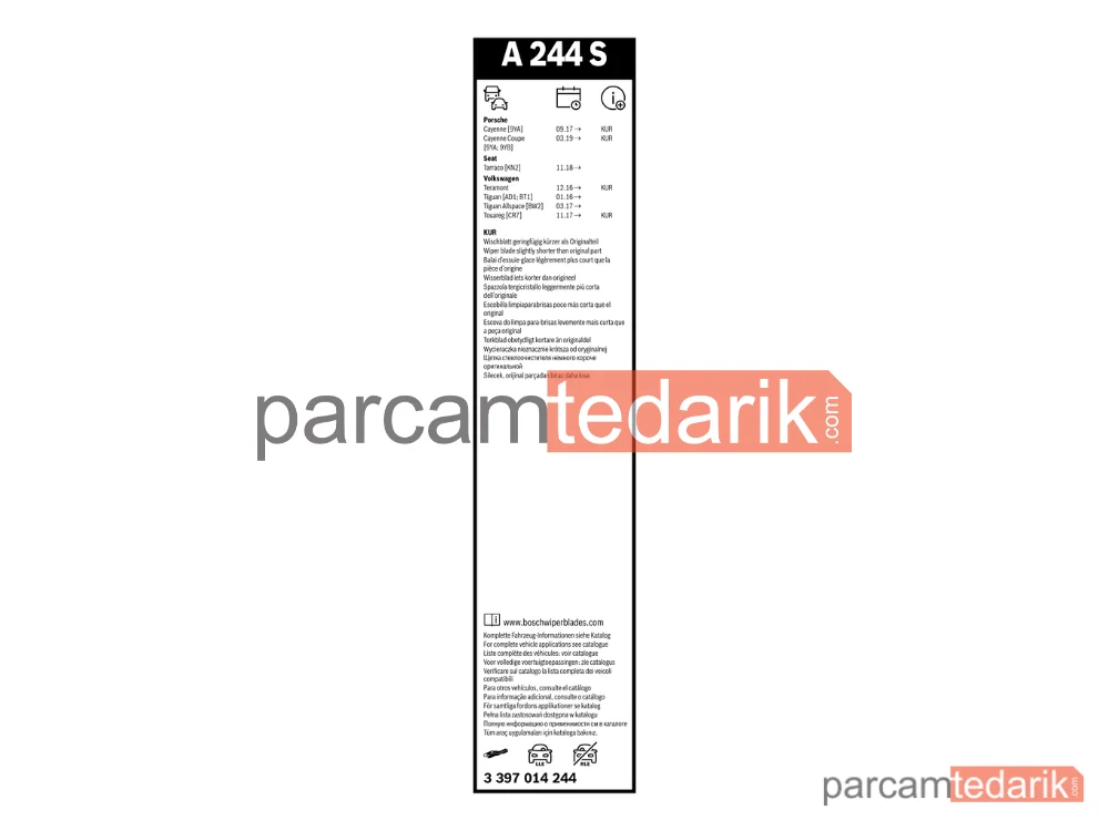 BOSCH 3397014244 | Silecek Süpürgesi — VW Tiguan, VW Tiguan Allspace, VW Touareg