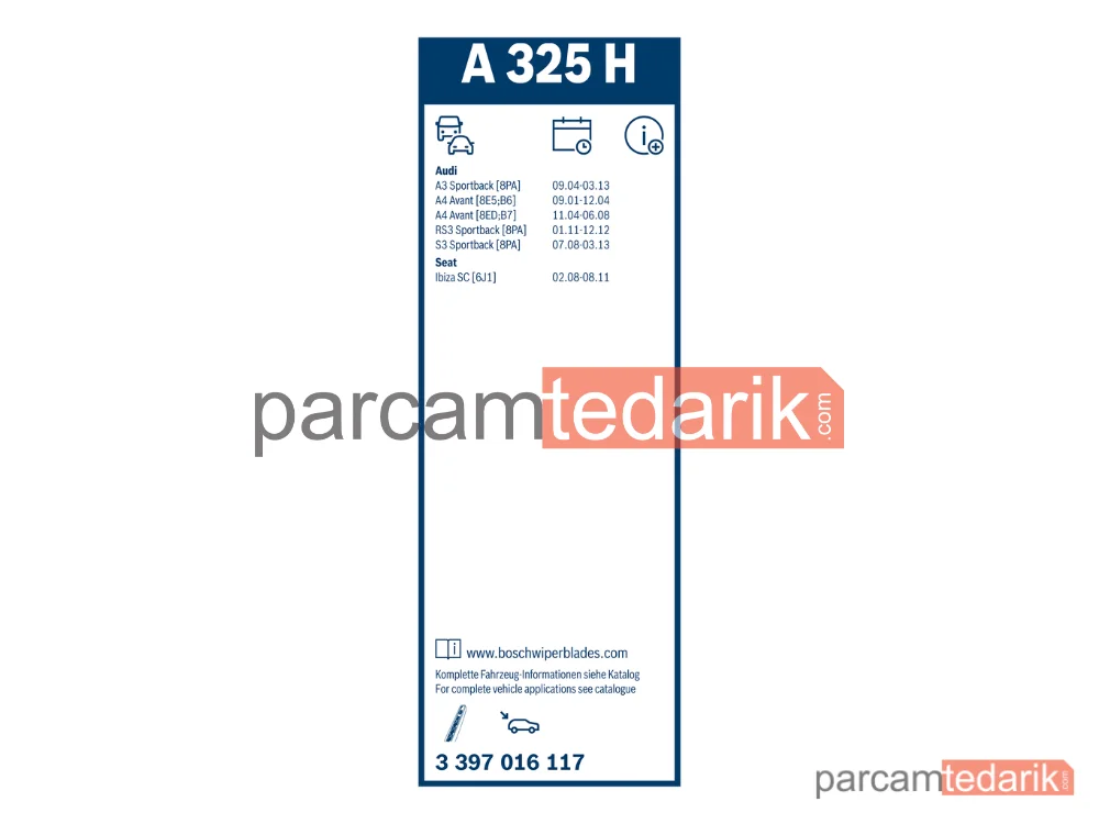 BOSCH 3397016117 | Silecek Süpürgesi (325 mm) — Audi A4 B7, Audi A3, Audi A4 B6