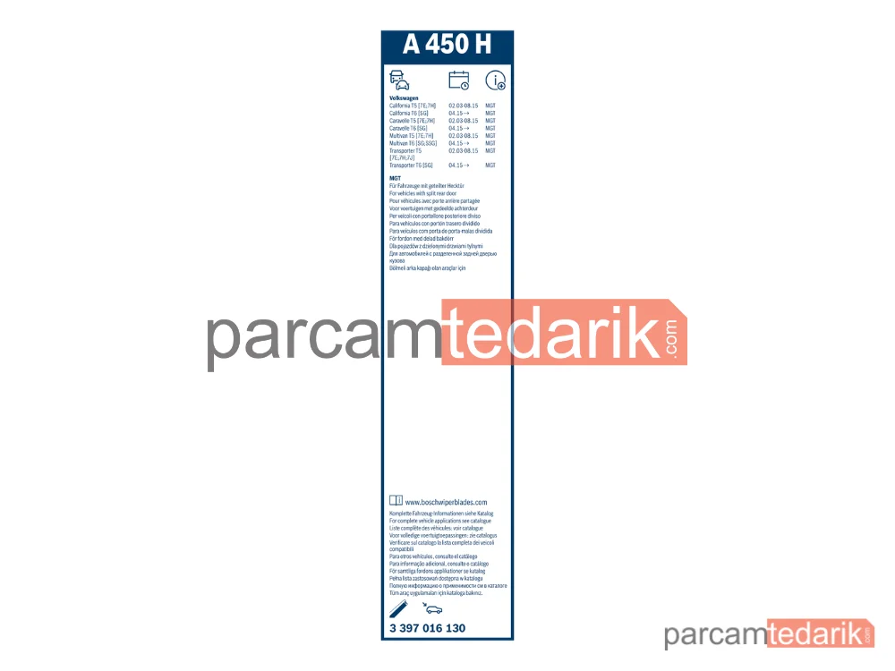 BOSCH 3397016130 | Silecek Süpürgesi (450 mm) — VW Transporter T5, VW Transporter T6 / Caravelle T6, VW Transporter T6