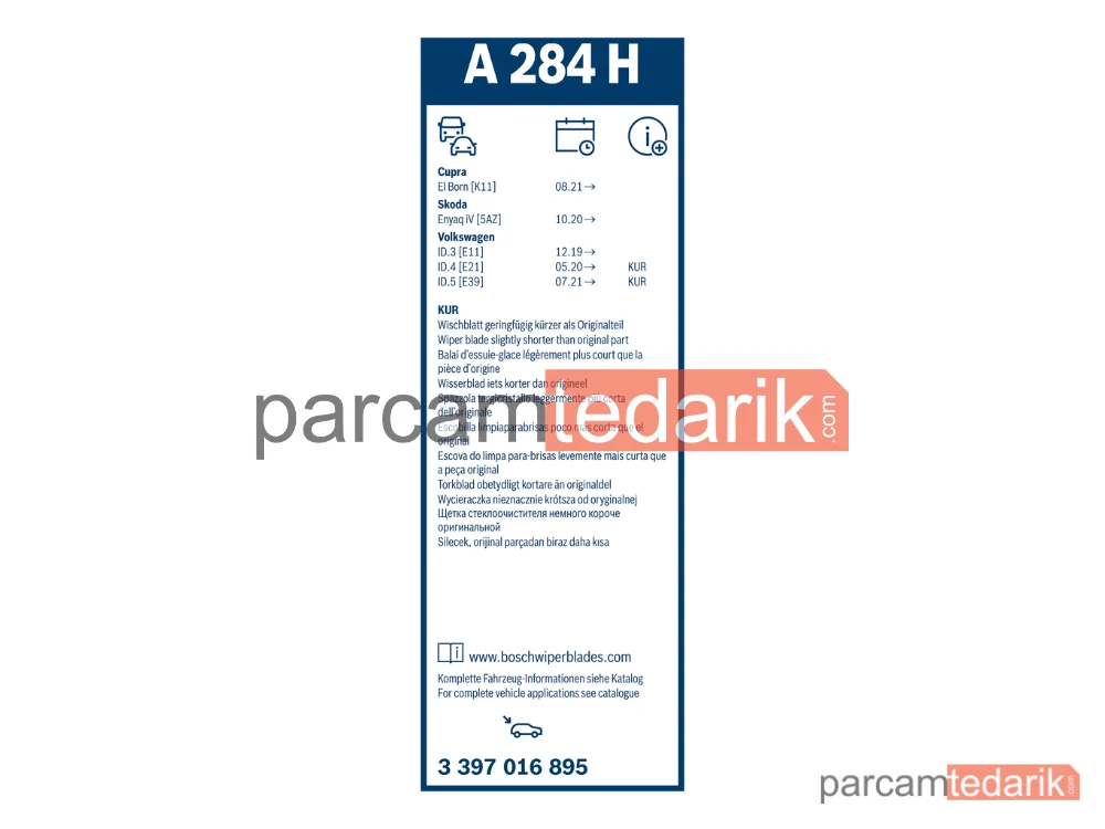 BOSCH 3397016895 | Silecek Süpürgesi — Seat Ateca, Skoda Kodiaq I, Cupra Ateca