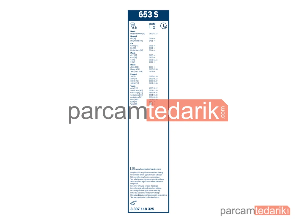 BOSCH 3397118325 | Silecek Süpürgesi — Hyundai i40 I CW, Peugeot 206, Mazda 5