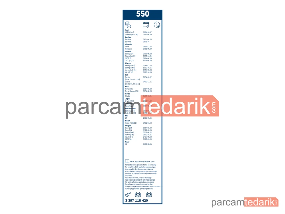 BOSCH 3397118420 | Silecek Süpürgesi — Fiat Ducato, Audi A6 C4, Ford Transit