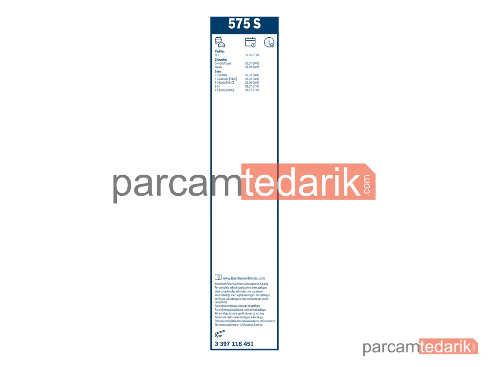 BOSCH 3397118451 | Silecek Süpürgesi (575 mm) — Saab 9-5, Saab 9-3, Saab 9-3 Cabrio