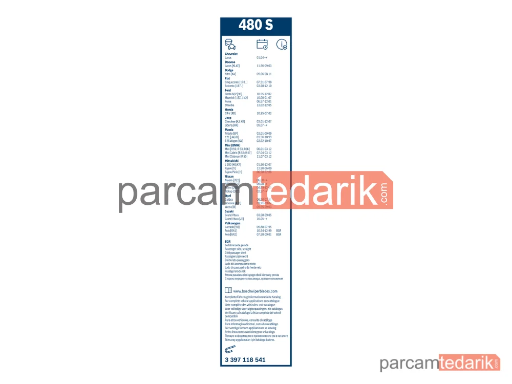 BOSCH 3397118541 | Silecek Süpürgesi (480 mm) — Mini, Opel Omega A, Opel Vectra A