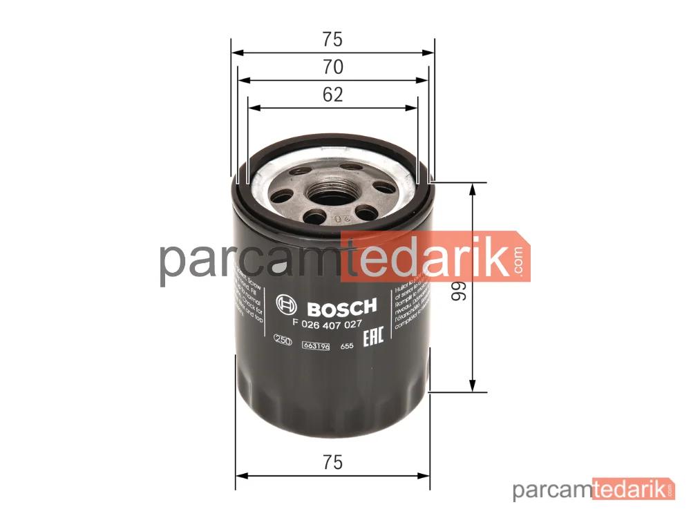 BOSCH F026407027 | Yağ Filtresi — Mitsubishi Colt VI, Smart Forfour