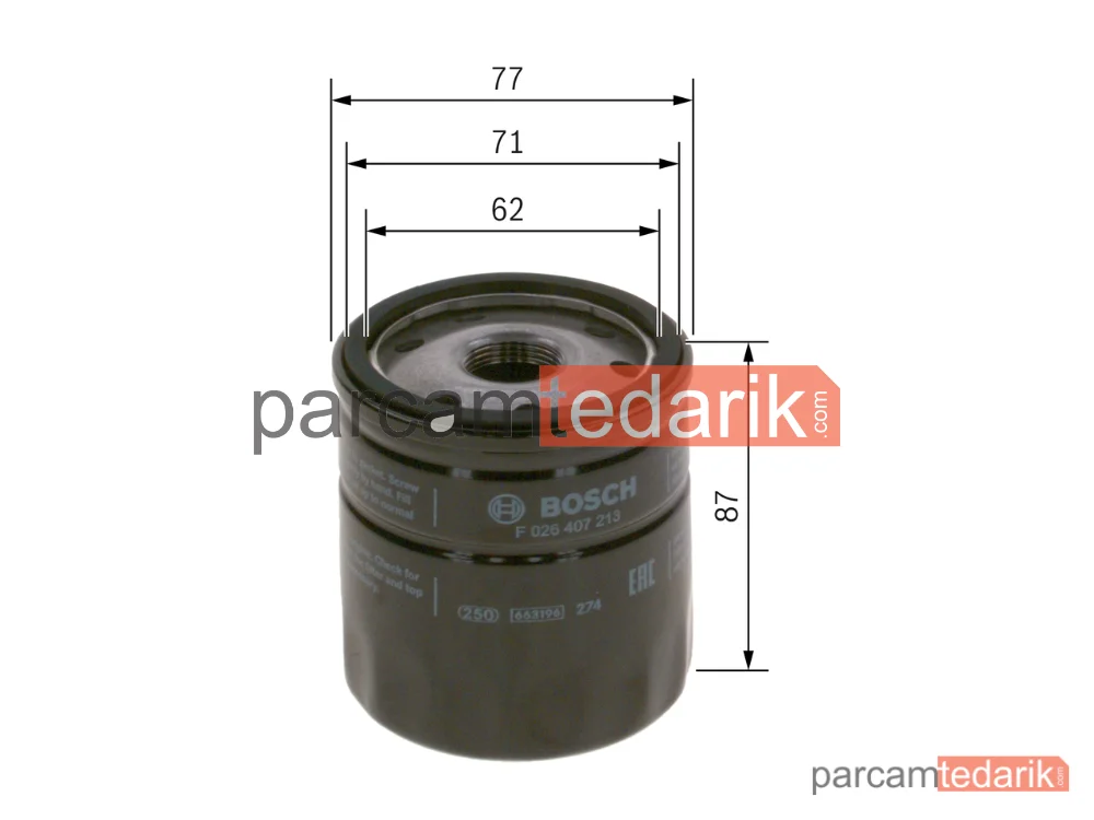 BOSCH F026407213 | Yağ Filtresi — Opel Astra K, Opel Insignia B Grand Sport, Opel Insignia B