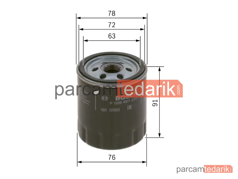 BOSCH F026407233 | Yağ Filtresi — Ford Galaxy III, Ford S-Max, Ford Mondeo V