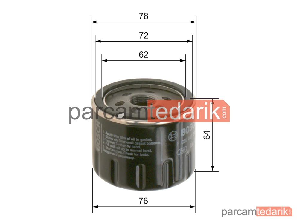 BOSCH F026407302 | Yağ Filtresi — Jeep Renegade Suv, Fiat 500X, Jeep Compass