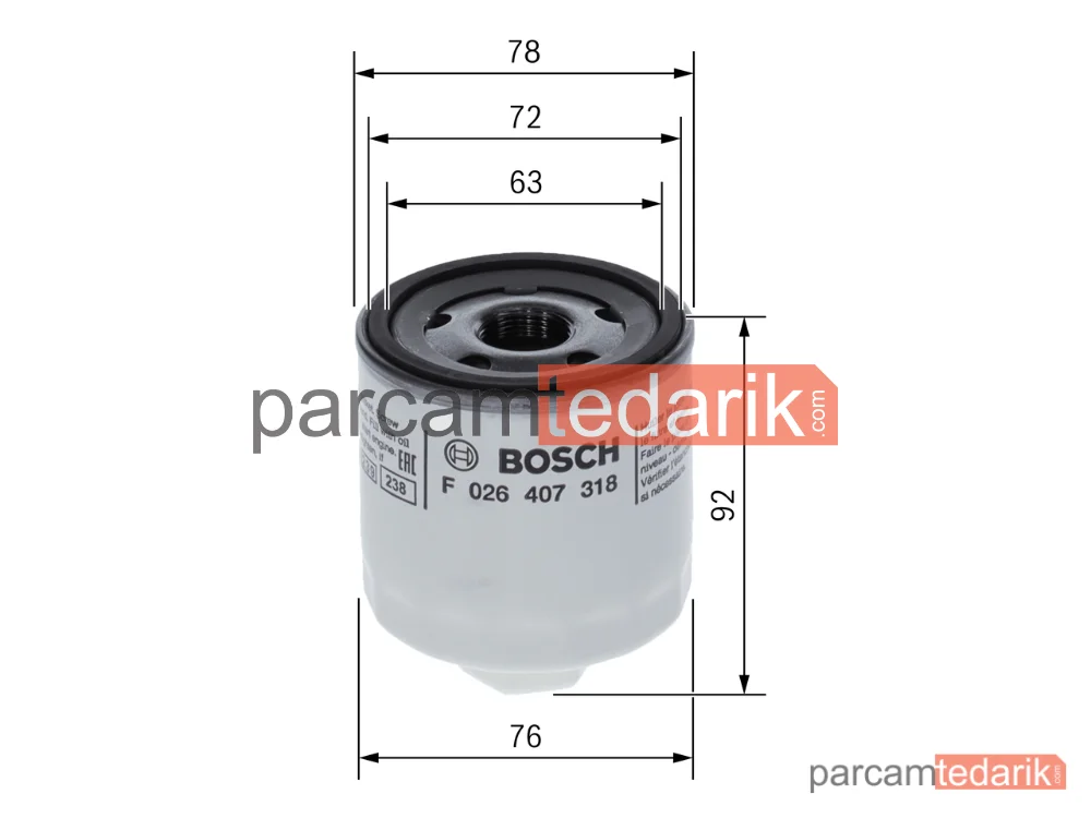 BOSCH F026407318 | Yağ Filtresi — Ford Transit V363