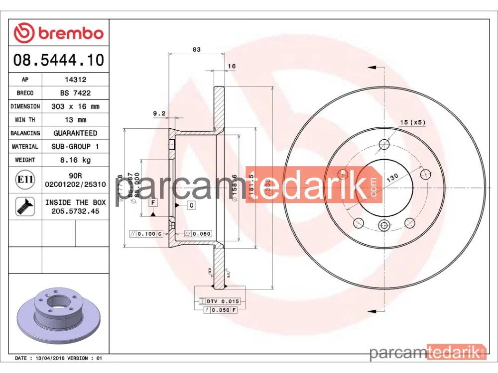 BREMBO 08544410 | Fren Diski (Ön) — Mercedes-Benz G-Serisi, Puch G-Modell, Mercedes-Benz G-Serisi Cabrio
