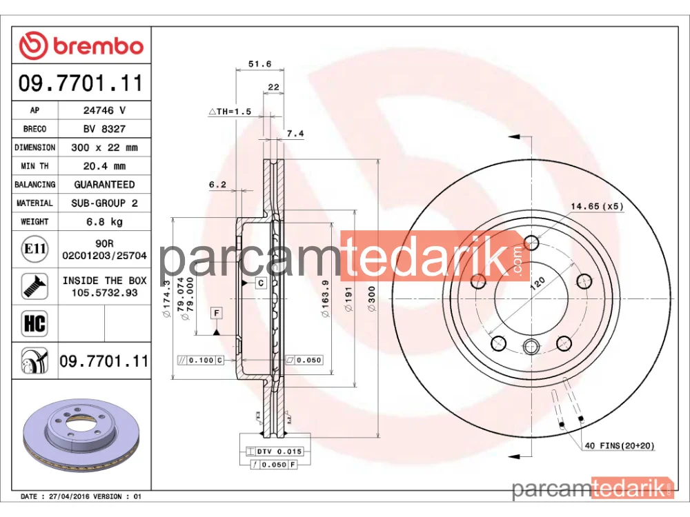 BREMBO 09770111 | Fren Diski (Ön) — BMW 3, BMW 3 Touring, BMW 3 Coupe