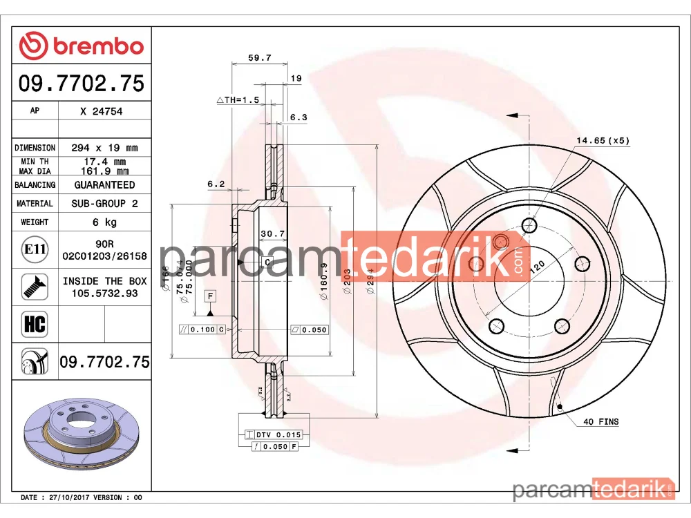 BREMBO 09770275 | Fren Diski (Arka) — BMW 3, BMW 3 Touring, BMW 3 Coupe