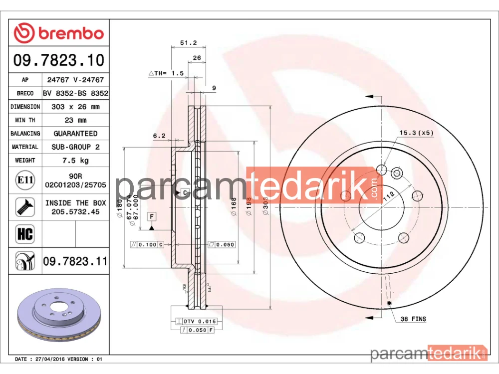 BREMBO 09782311 | Fren Diski (Ön) — Mercedes-Benz M-Serisi