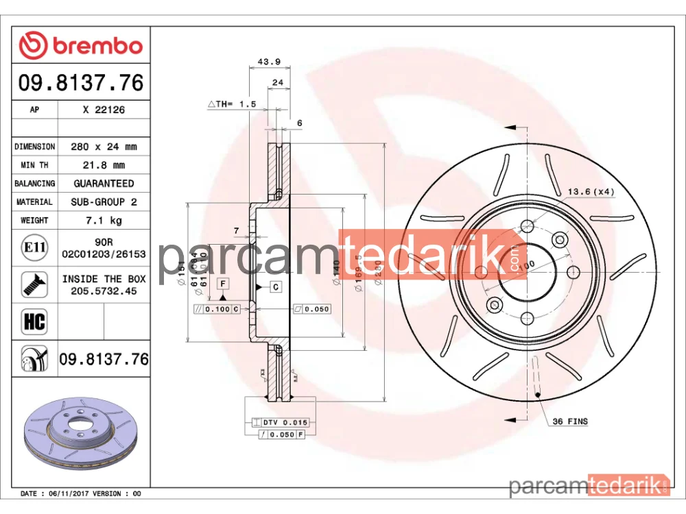 BREMBO 09813776 | Fren Diski (Ön) — Renault Megane II, Renault Megane II Coupé-Cabriolet, Renault Megane Scénic