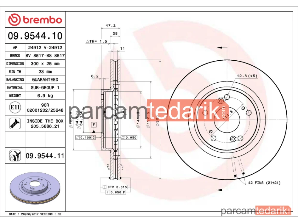 BREMBO 09954411 | Fren Diski (Ön)