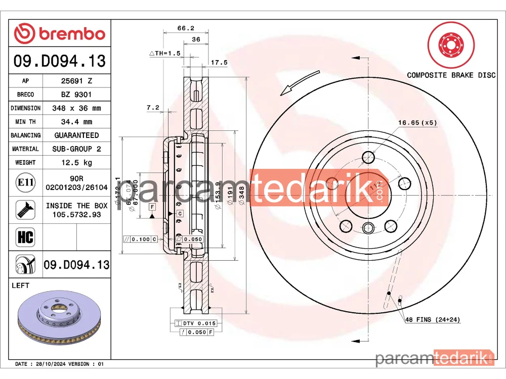 BREMBO 09D09413 | Fren Diski (Ön) — BMW 5, BMW 5 Touring, BMW 3