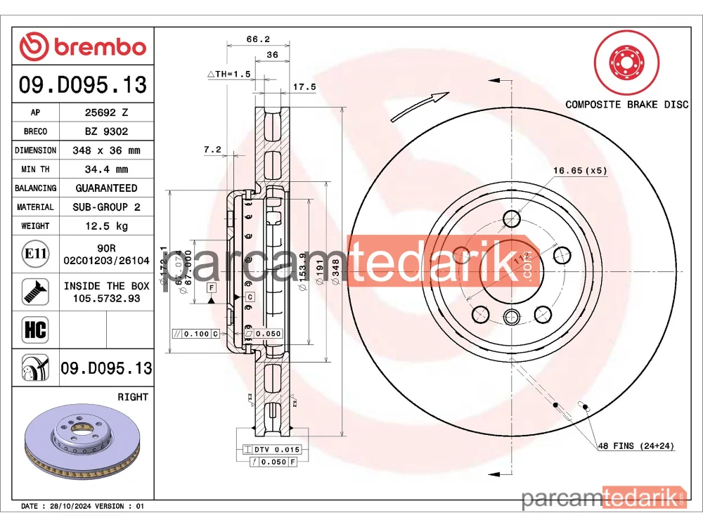 BREMBO 09D09513 | Fren Diski (Ön) — BMW 5, BMW 5 Touring, BMW 3