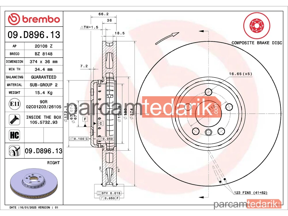 BREMBO 09D89613 | Fren Diski (Ön) — BMW 6 Gran Turismo, BMW 7, BMW 5