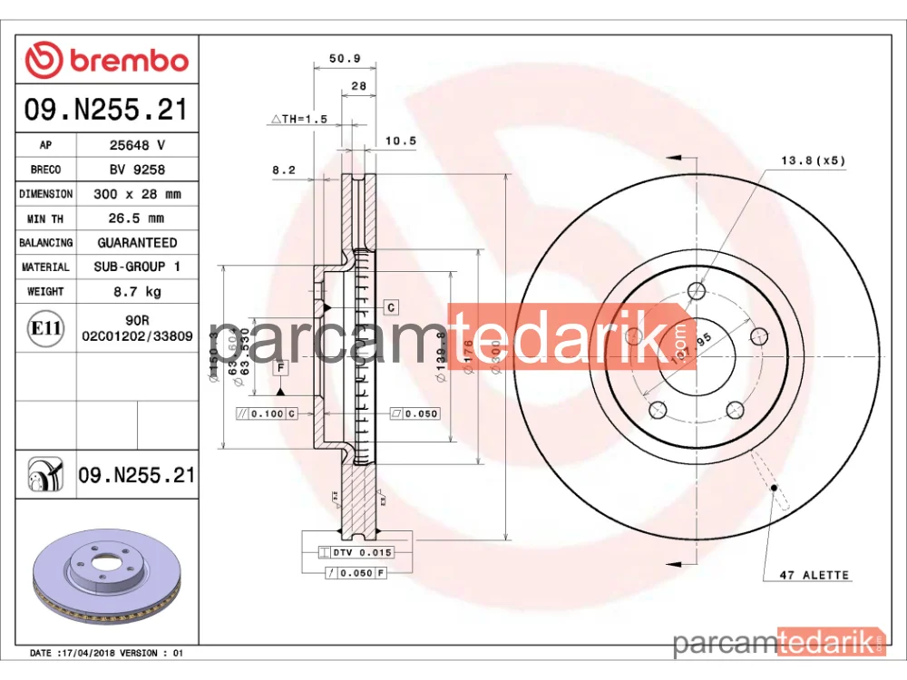 BREMBO 09N25521 | Fren Diski (Ön) — Ford Mondeo V