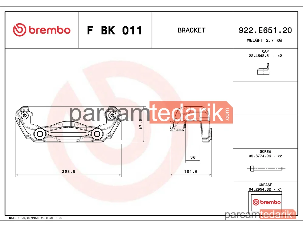 BREMBO FBK011 | Fren Kaliperi (Ön) — Mercedes-Benz Vito Mixto, Mercedes-Benz Vito, Mercedes-Benz Vito Tourer