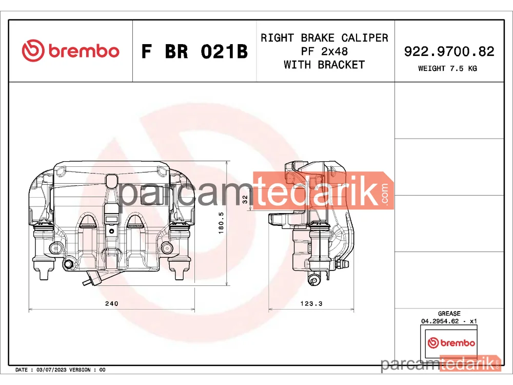 BREMBO FBR021B | Fren Kaliperi (Ön) — Iveco Daily IV