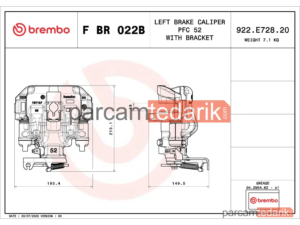 BREMBO FBR022B | Fren Kaliperi (Arka) — Iveco Daily IV