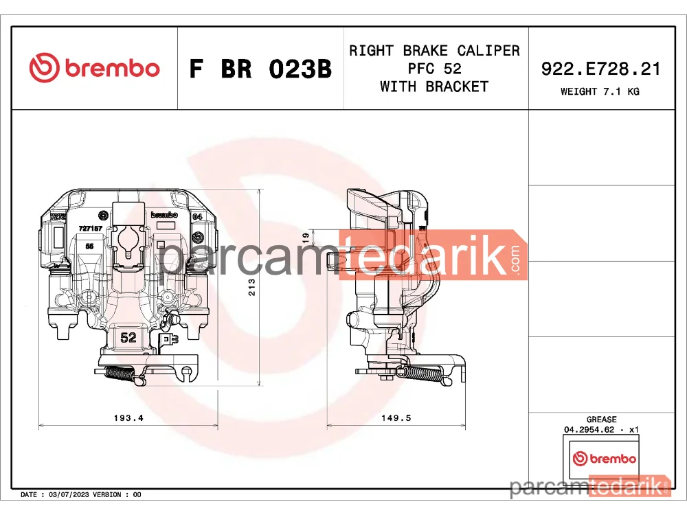 BREMBO FBR023B | Fren Kaliperi (Arka) — Iveco Daily IV