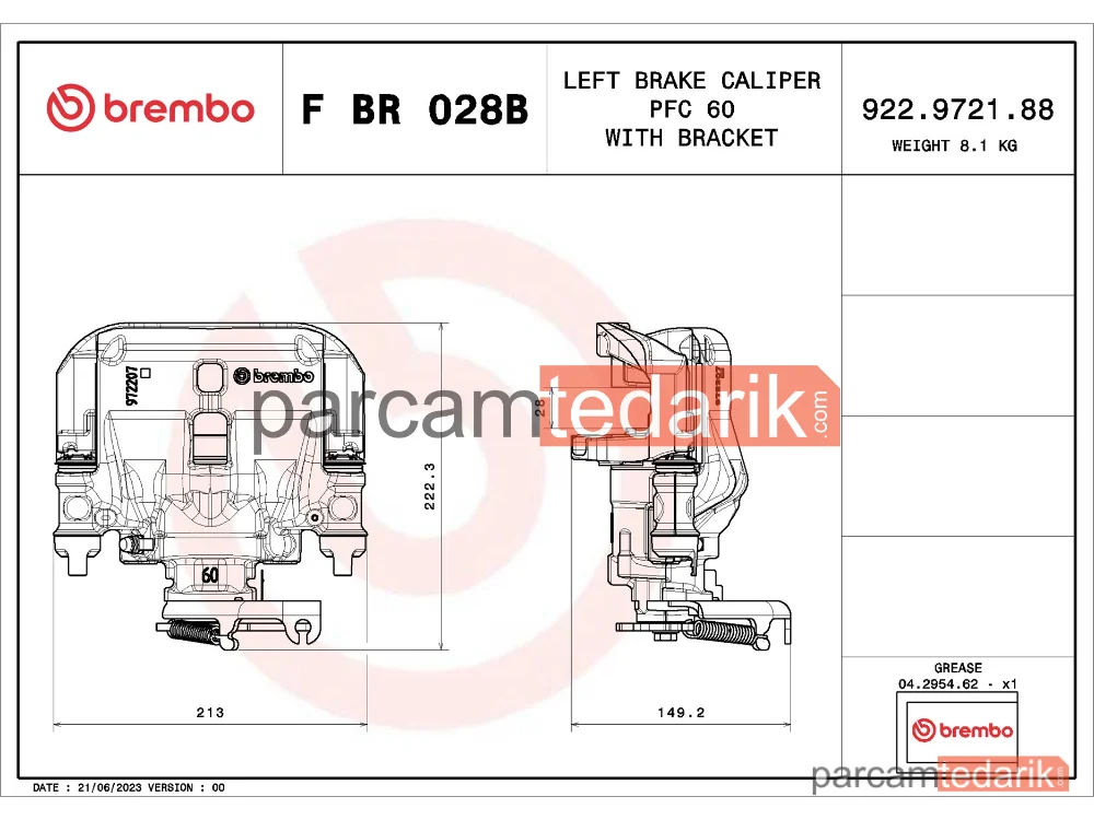 BREMBO FBR028B | Fren Kaliperi (Arka) — Iveco Daily IV