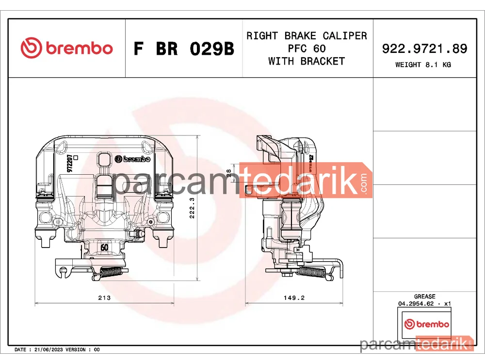 BREMBO FBR029B | Fren Kaliperi (Arka) — Iveco Daily IV