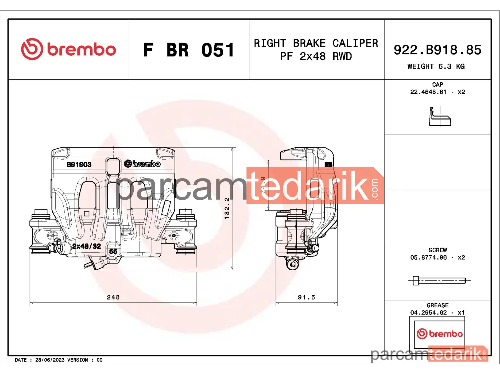 BREMBO FBR051 | Fren Kaliperi (Ön) — Mercedes-Benz Vito Mixto, Mercedes-Benz Vito, Mercedes-Benz Vito Tourer