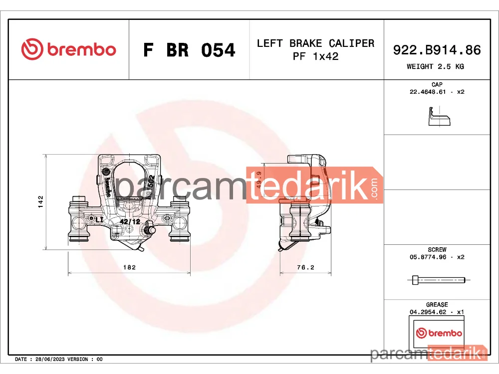 BREMBO FBR054 | Fren Kaliperi (Arka) — Mercedes-Benz Vito Tourer