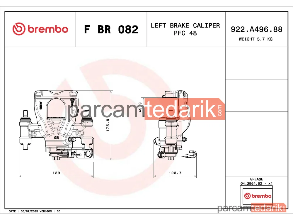BREMBO FBR082 | Fren Kaliperi (Arka) — Nissan NV400, Opel Movano B, Renault Master III