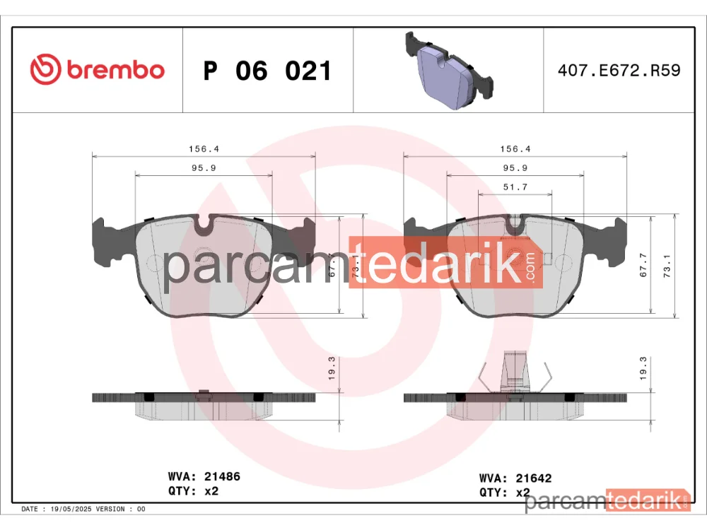 BREMBO P06021 | Fren Balatası (Ön) — BMW 5, BMW 5 Touring, BMW X5