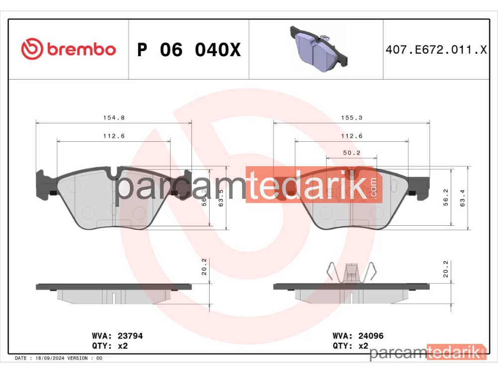 BREMBO P06040X | Fren Balatası (Ön, Xtra) — BMW 1, BMW 1 Cabrio, BMW 1 Coupe