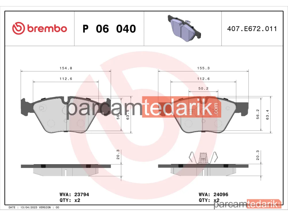 BREMBO P06040 | Fren Balatası (Ön) — BMW 1, BMW 1 Cabrio, BMW 1 Coupe
