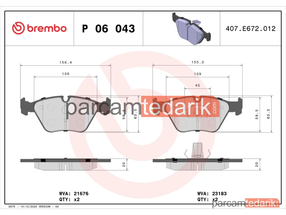 BREMBO P06043 | Fren Balatası (Ön) — BMW X3, BMW 3, BMW 3 Touring