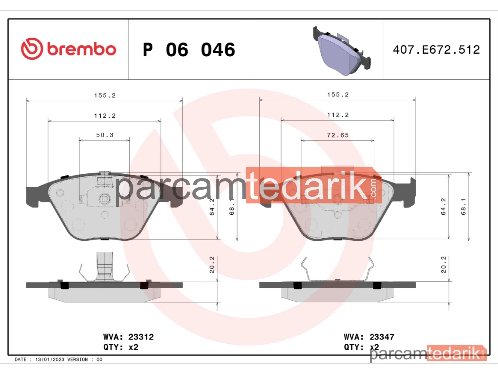 BREMBO P06046 | Fren Balatası (Ön) — BMW 1 Coupe, BMW 3, BMW 3 Coupe