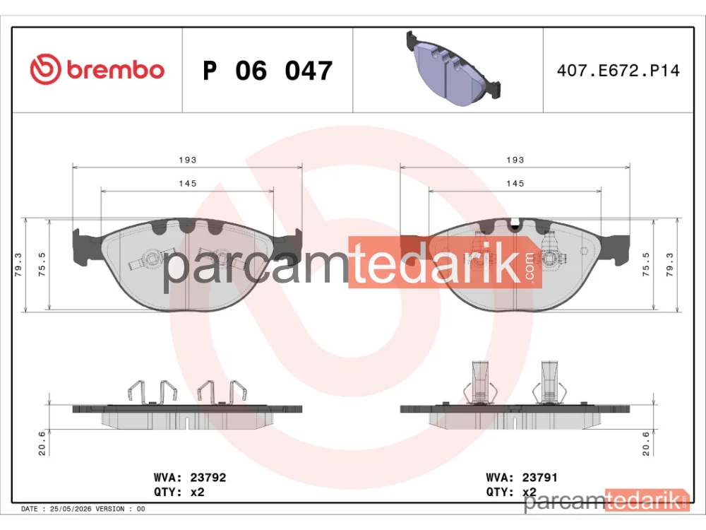 BREMBO P06047 | Fren Balatası (Ön) — BMW 5 Touring, BMW 5, BMW 7