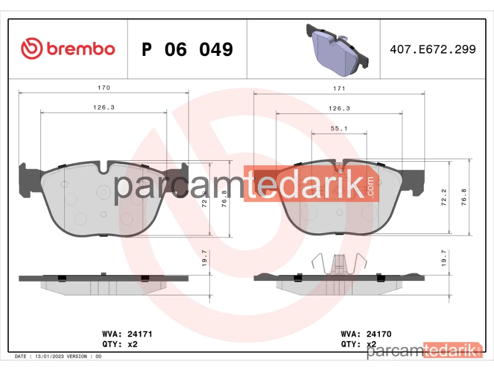 BREMBO P06049 | Fren Balatası (Ön) — BMW X5, BMW X6, BMW X4