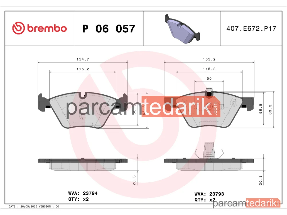 BREMBO P06057 | Fren Balatası (Ön) — BMW 5, BMW 5 Touring
