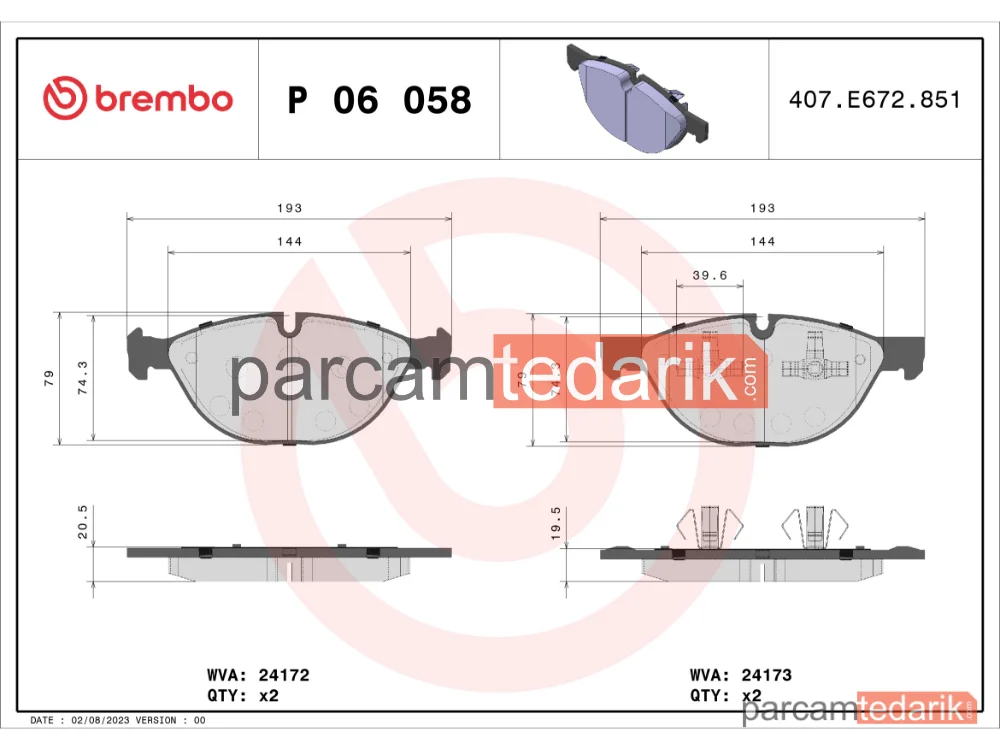 BREMBO P06058 | Fren Balatası (Ön) — BMW X5, BMW X6