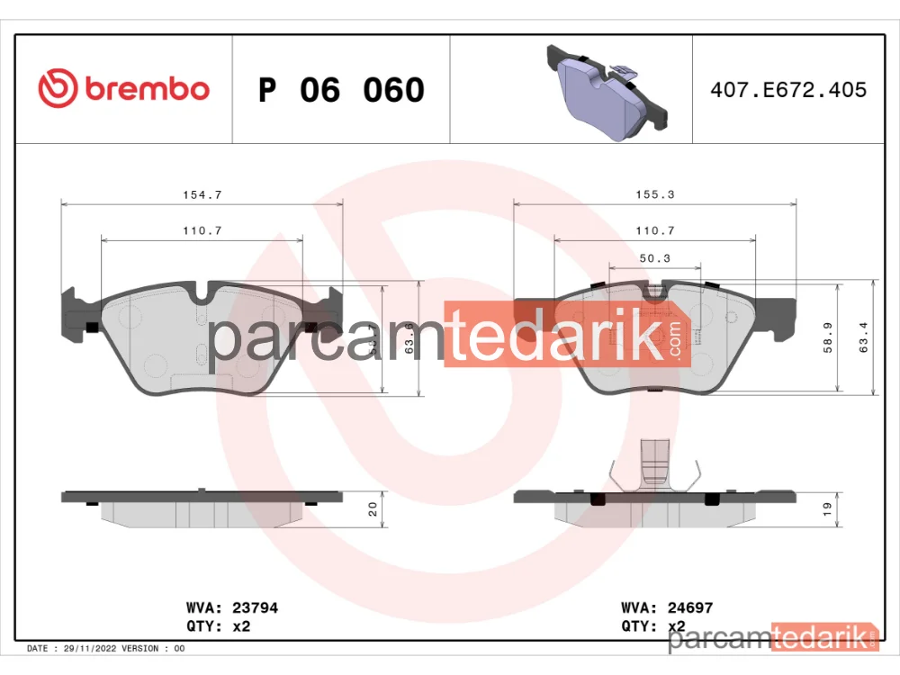 BREMBO P06060 | Fren Balatası (Ön) — BMW 5, BMW 5 Touring