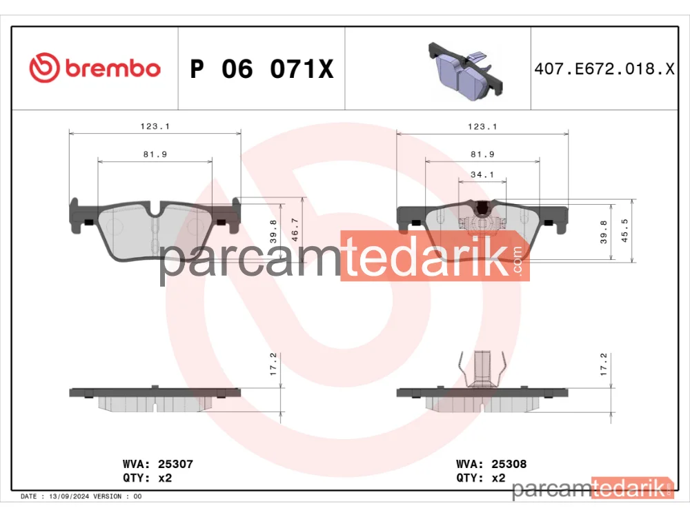 BREMBO P06071X | Fren Balatası (Arka, Xtra) — BMW 1, BMW 3, BMW 3 Touring