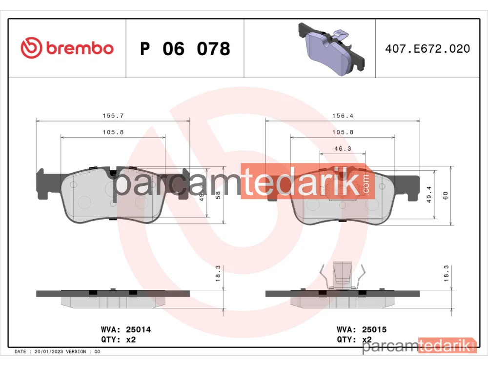 BREMBO P06078 | Fren Balatası (Ön) — BMW 1, BMW 2 Coupe, BMW 2 Cabrio