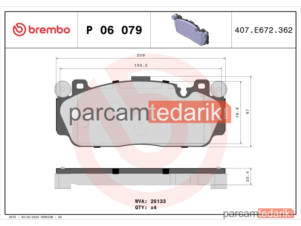BREMBO P06079 | Fren Balatası (Ön) — BMW 2 Coupe, BMW 5, BMW 6 Cabrio